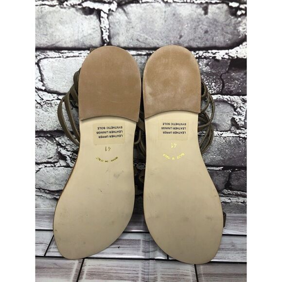 Sundance Taupe Leather Open Strap Back Zip Flats Sandals Women Sz 41EU/10.5M US - Picture 11 of 16
